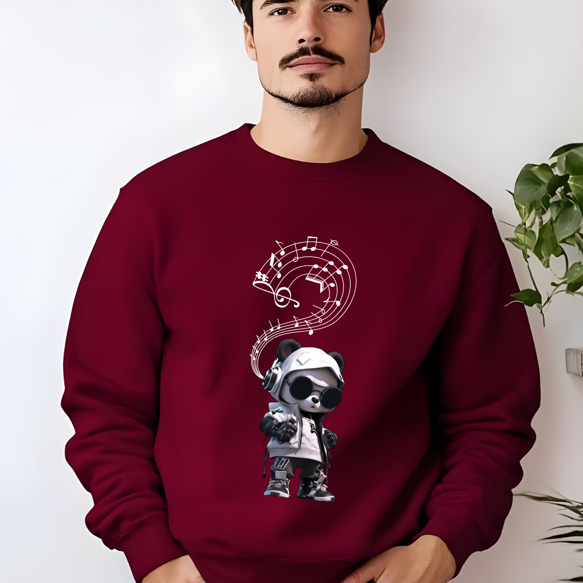 Sudadera Panda Urbano – Diseño Musical Bordó | Monsprint