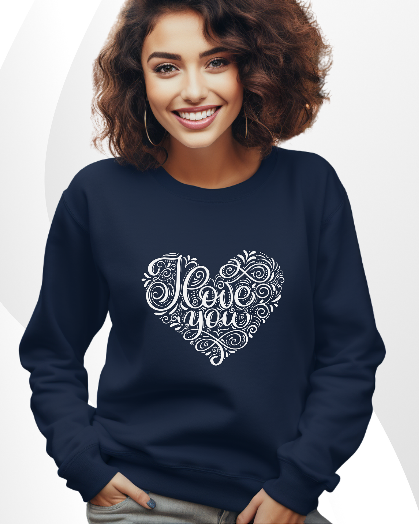 Sudadera azul marino para dama. I love you