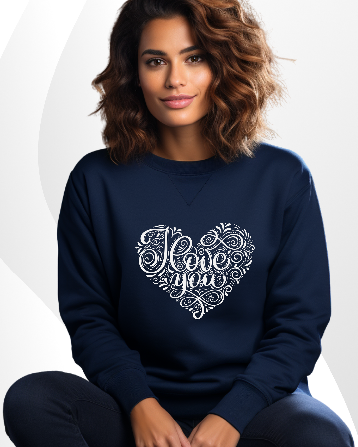Sudadera azul marino para dama. I love you