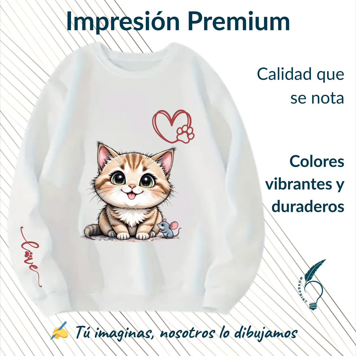 Sudadera personalizada para dama. Gatito love