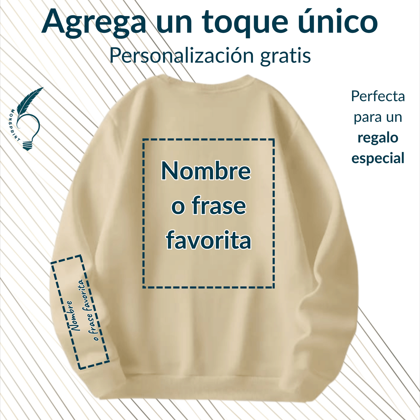 Sudadera Personalizada Beige, Hada con flores