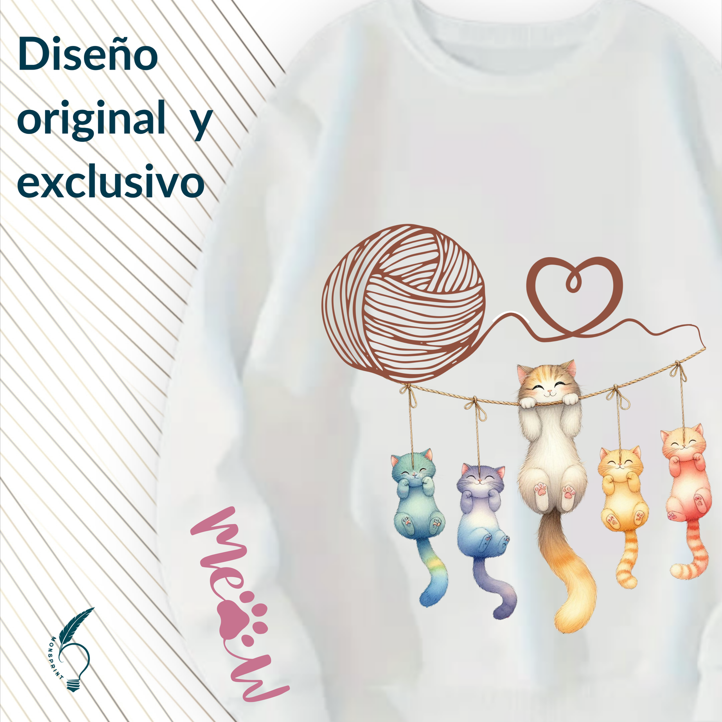 Sudadera personalizada para dama. Gatitos en estambre