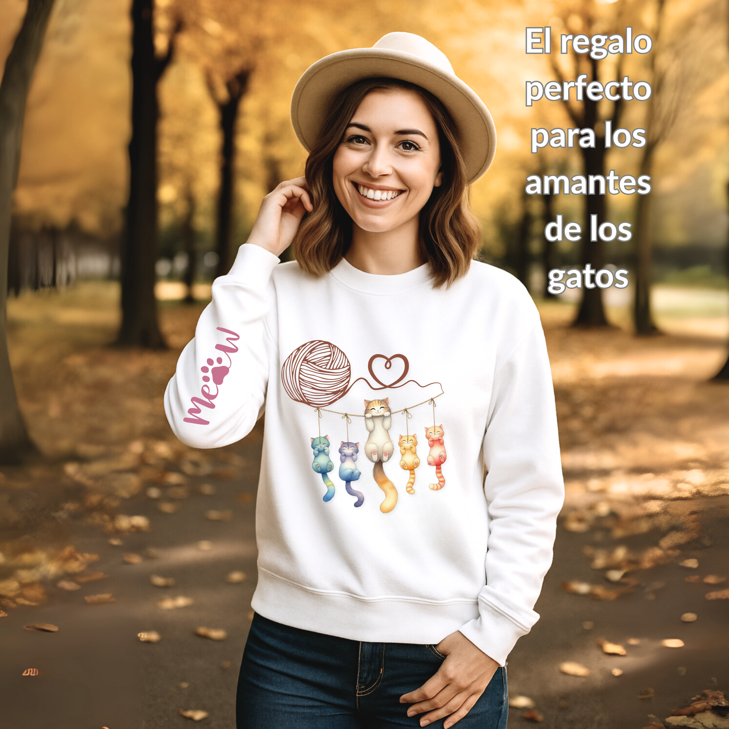 Sudadera personalizada para dama. Gatitos en estambre