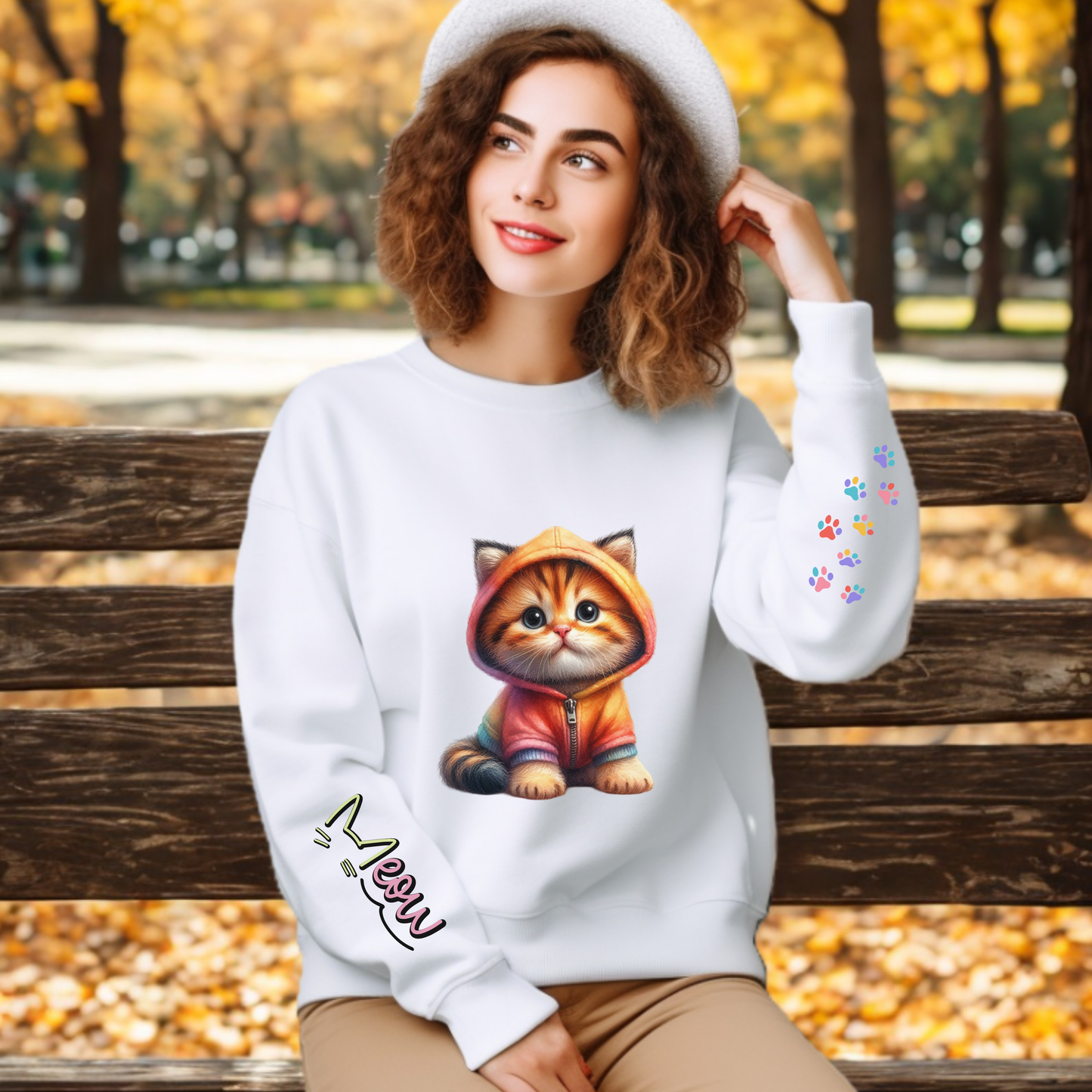 Sudadera Personalizada para Dama. Gatito Meow