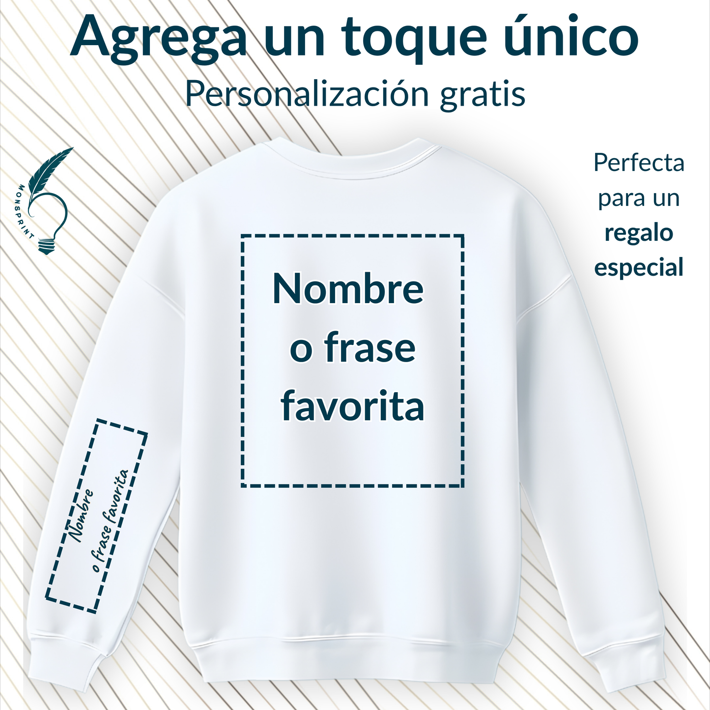 Sudadera blanca Personalizada. Eres Única, ese es tu Poder. Hada Colores
