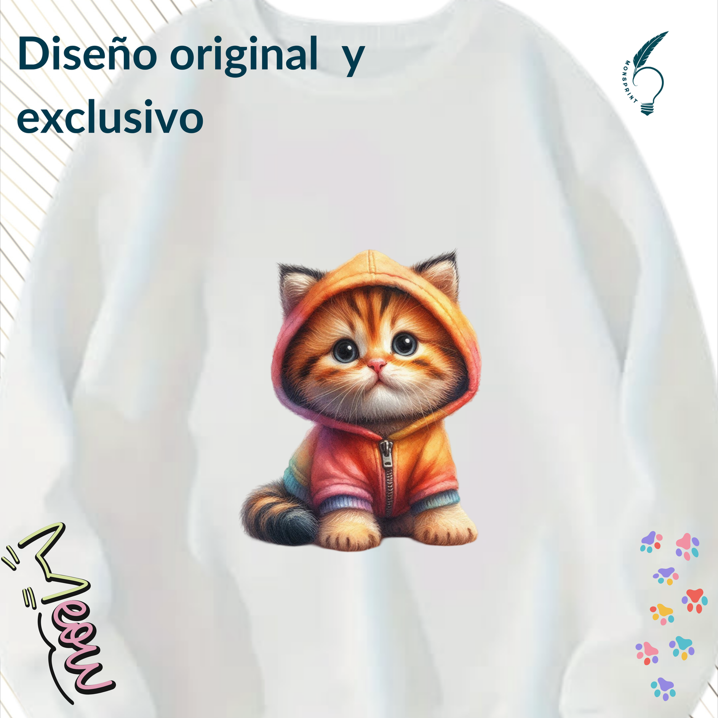 Sudadera Personalizada para Dama. Gatito Meow