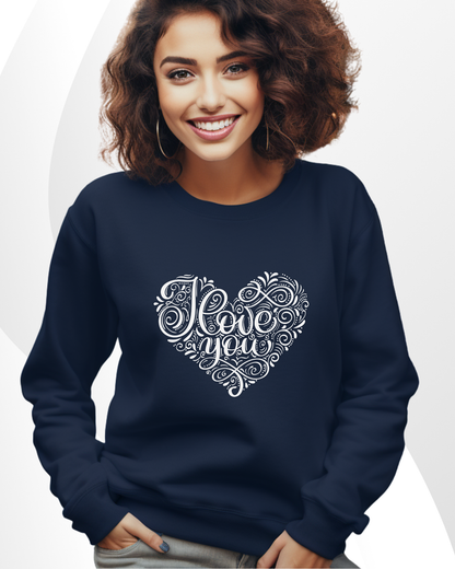 Sudadera azul marino para dama. I love you