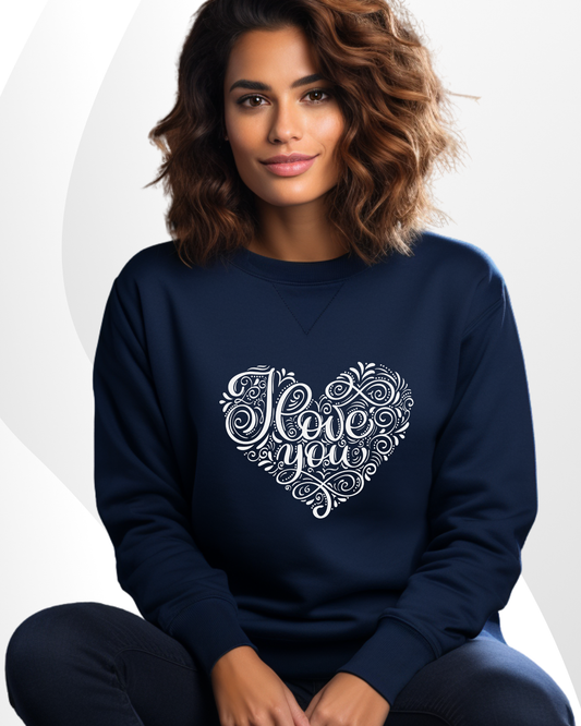 Sudadera azul marino para dama. I love you