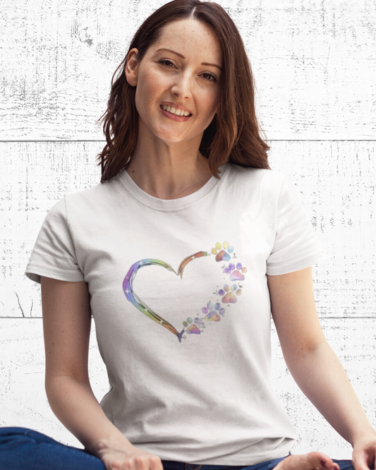 Playera personalizada para dama. Love Huellitas