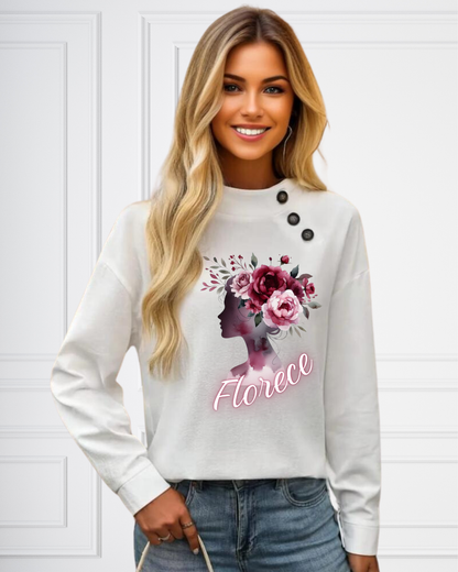 Blusa blanca con botones. Rompe tus límites. Personalizable