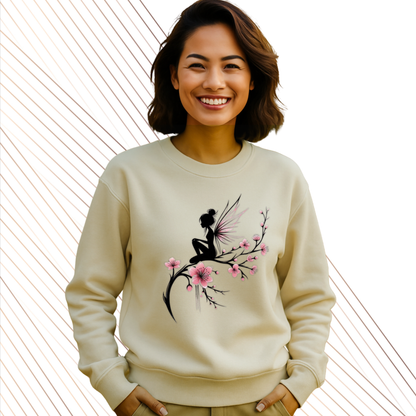 Sudadera Personalizada Beige, Hada con flores