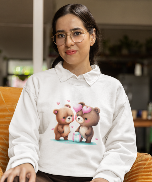 Sudadera blanca, personalizada. Ositos enamorados.