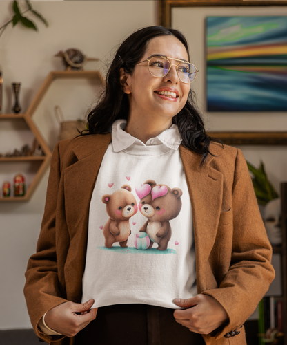 Sudadera blanca, personalizada. Ositos enamorados.