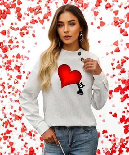 Blusa blanca botones con corazón