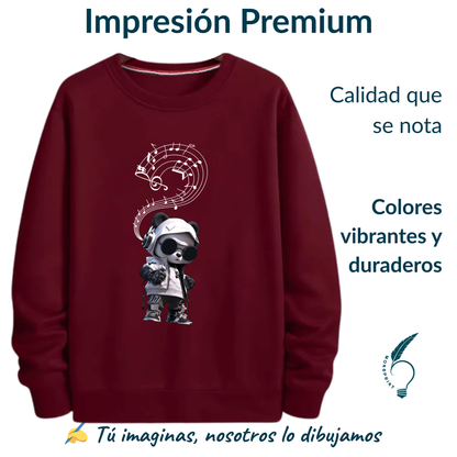 Sudadera Panda Urbano – Diseño Musical Bordó | Monsprint
