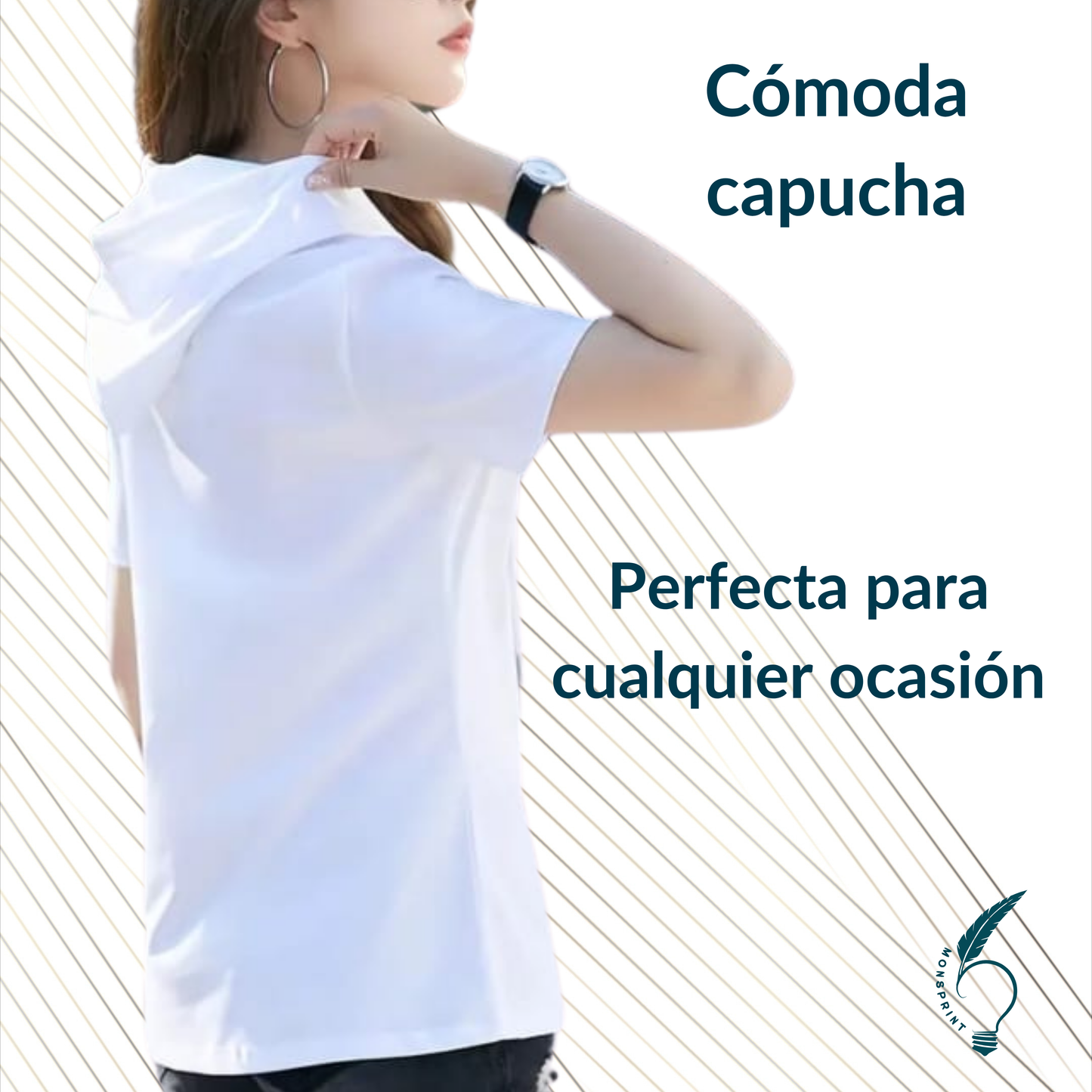 Blusa blanca con capucha para mujer – diseño gatito y mariposas – moda casual primavera/verano