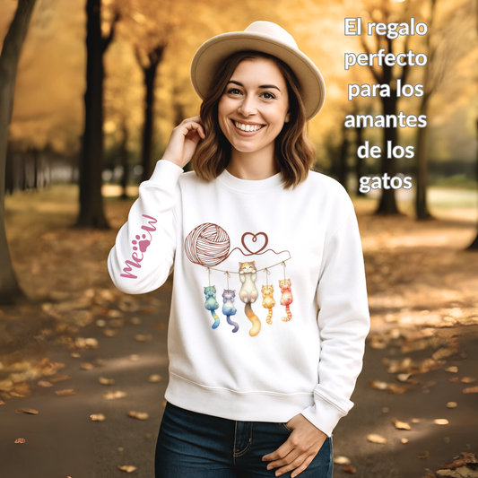 Sudadera personalizada para dama. Gatitos en estambre