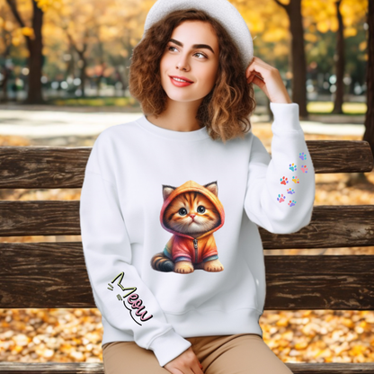 Sudadera Personalizada para Dama. Gatito  Meow