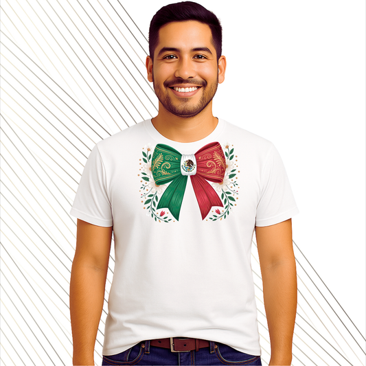 Playera Hombre Moño Tricolor Mexicano | Orgullo Patrio Personalizado