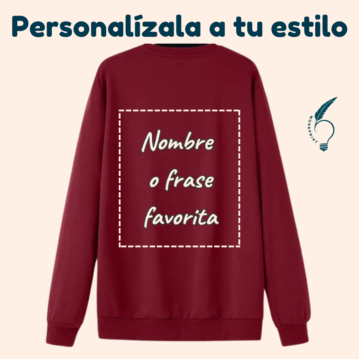 Sudadera Burdeos de Mujer con Gatito y Luna 🌙 | Personalizable y Estilo Monsprint