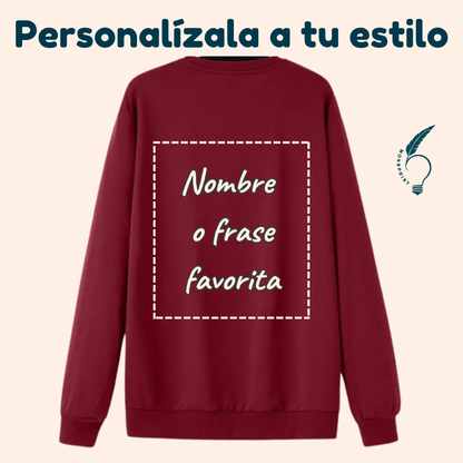 Sudadera Burdeos de Mujer con Gatito y Luna 🌙 | Personalizable y Estilo Monsprint