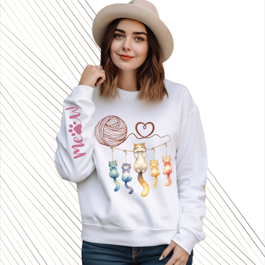 Sudadera personalizada para dama. Gatitos en estambre