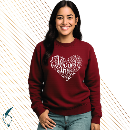 Sudadera burdeos mujer con diseño "Love You" – Personalizable Monsprint
