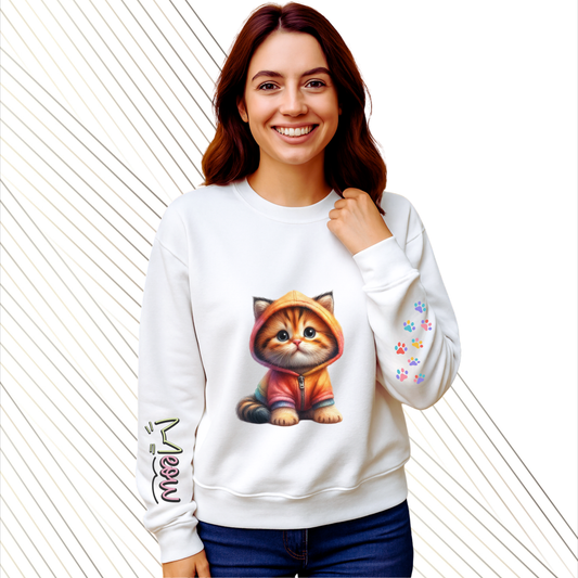 Sudadera Personalizada para Dama. Gatito  Meow