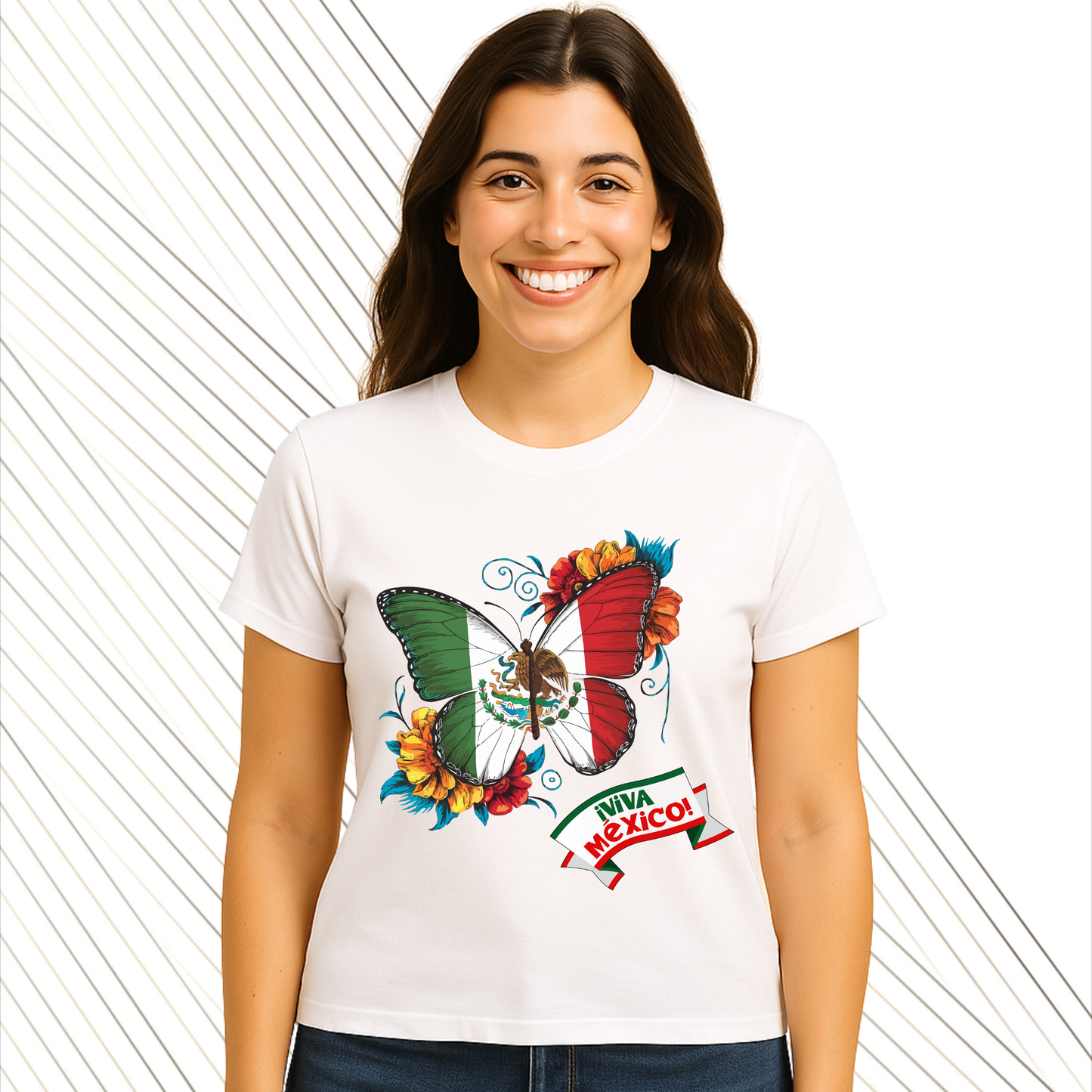 Playera Mujer Mariposa Viva México | Personalizada