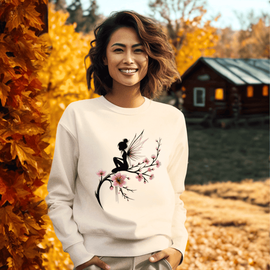 Sudadera Personalizada Beige, Hada con flores